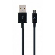 Кабель USB - micro USB 1 м Cablexpert Black, 2.1А, преміум (CC-USB2P-AMmBM-1M)