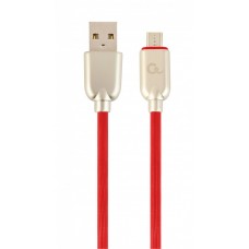 Кабель USB - micro USB 1 м Cablexpert Red, 2.1А, преміум (CC-USB2R-AMmBM-2M-R)
