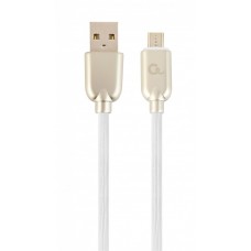 Кабель USB - micro USB 2 м Cablexpert White, 2.1А, премиум (CC-USB2R-AMmBM-2M-W)