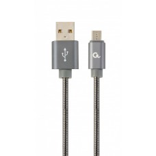 Кабель USB - micro USB 1 м Cablexpert Grey, 2.1А, преміум (CC-USB2S-AMmBM-1M-BG)