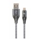 Кабель USB - micro USB 1 м Cablexpert Grey, 2.1А, преміум (CC-USB2B-AMmBM-1M-WB2)