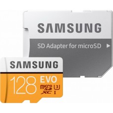 Карта памяти microSDXC, 128Gb, Class10 UHS-I U3, Samsung EVO Plus, SD адаптер (MB-MP128GA/APC)