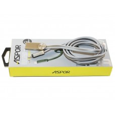 Кабель USB <-> Lightning, Aspor, Grey, 1.2м, 2.4A (AC-16i)