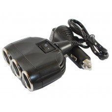 Автомобільний розгалужувач Olesson на 3 гнізда + 2 х USB + вольтметр, з кабелем (1634)