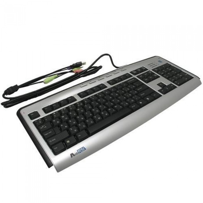 Клавіатура A4tech KL-23MU-R X-slim PS/2 доп.USB и разъём д/наушников, 6 прогр кн  Black-Silver