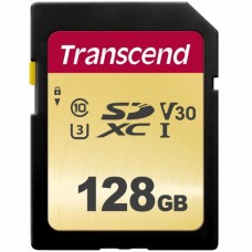 Карта пам'яті SDXC, 128Gb, Сlass10 UHS-I U3 V30, Transcend 500S (TS128GSDC500S)