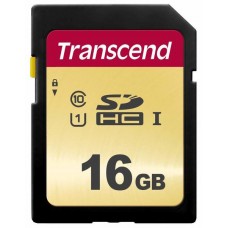 Карта памяти SDHC, 16Gb, Сlass10 UHS-I U1, Transcend 500S (TS16GSDC500S)