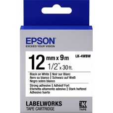 Картридж Epson LK4WBW, Black/White, 12 мм/9 м, стрічка підвищеної адгезії (C53S654016)