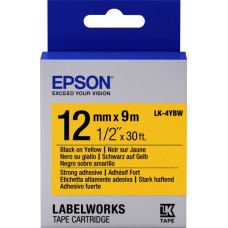 Картридж Epson LK4YBW, Black/Yellow, 12 мм / 9 м, стрічка підвищеної адгезії (C53S654014)
