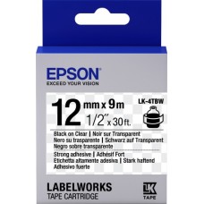 Картридж Epson LK4TBW, Black/Clear, 12 мм / 9 м, прозрачная лента повышенной адгезии (C53S654015)
