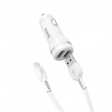 Автомобільний зарядний пристрій Hoco Staunch, White, 2xUSB, 2.4A + cable Micro USB (Z27)