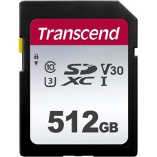 Карта памяти SDXC, 512Gb, Сlass10 UHS-I U3 V30, Transcend 300S (TS512GSDC300S)
