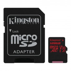 Карта памяти microSDXC, 128Gb, Class10 UHS-I U3, Kingston Canvas React, SD адаптер (SDCR/128GB)