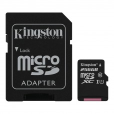 Карта памяти microSDXC, 256Gb, Class10 UHS-I U1, Kingston Canvas Select, SD адаптер (SDCS/256GBSP)