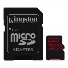 Карта памяти microSDXC, 256Gb, Class10 UHS-I U3, Kingston Canvas React, SD адаптер (SDCR/256GB)