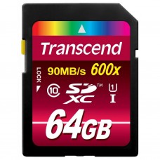 Карта памяти SDXC, 64Gb, Сlass10 UHS-I U1, Transcend Ultimate, R90/W45 MB/s (TS64GSDXC10U1)