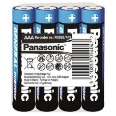 Батарейка AAA (R03), солевая, Panasonic General Purpose, 4 шт, 1.5V, Shrink (R03BER/4PR)