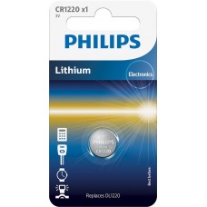 Батарейка CR1220, литиевая, Philips, 1 шт, 3V, Blister (CR1220/00B)