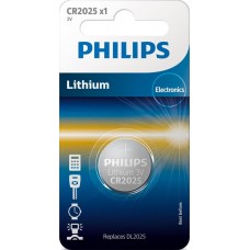 Батарейка CR2025, литиевая, Philips, 1 шт, 3V, Blister (CR2025/01B)