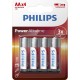 Батарейка AA (LR6), щелочная, Philips Power Alkaline, 4 шт, 1.5V, Blister (LR6P4B/10)