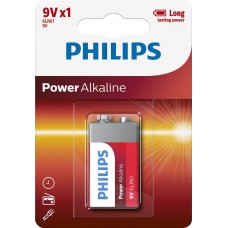 Крона лужна (6LR61), Philips Power Alkaline, 1 шт, 9V, Blister (6LR61P1B/10)