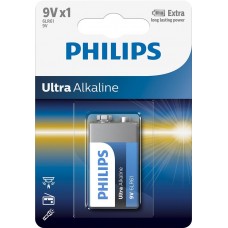 Крона щелочная (6LR61), Philips Ultra Alkaline, 1 шт, 9V, Blister (6LR61E1B/10)
