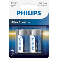 Батарейка C (LR14), лужна, Philips Ultra Alkaline, 2 шт, 1.5V, Blister (LR14E2B/10)