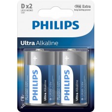 Батарейка D (LR20), щелочная, Philips Ultra Alkaline, 2 шт, 1.5V, Blister (LR20E2B/10)