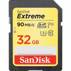 Карта пам'яті SDHC, 32Gb, Class10 UHS-I U3 V30, SanDisk Extreme, R90 / W40 MB/s (SDSDXVE-032G-GNCIN)