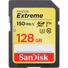 Карта пам'яті SDXC, 128Gb, Class10 UHS-I U3 V30, SanDisk Extreme, R150/W60 MB/s (SDSDXV5-128G-GNCIN)