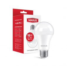 Лампа светодиодная E27, 10W, 3000K, A60, Maxus, 1050 lm, 220V (1-LED-775)