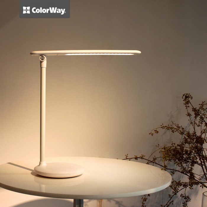 Лампа настільна ColorWay, White, із вбудованим акумулятором, USB (CW-DL02B-W)