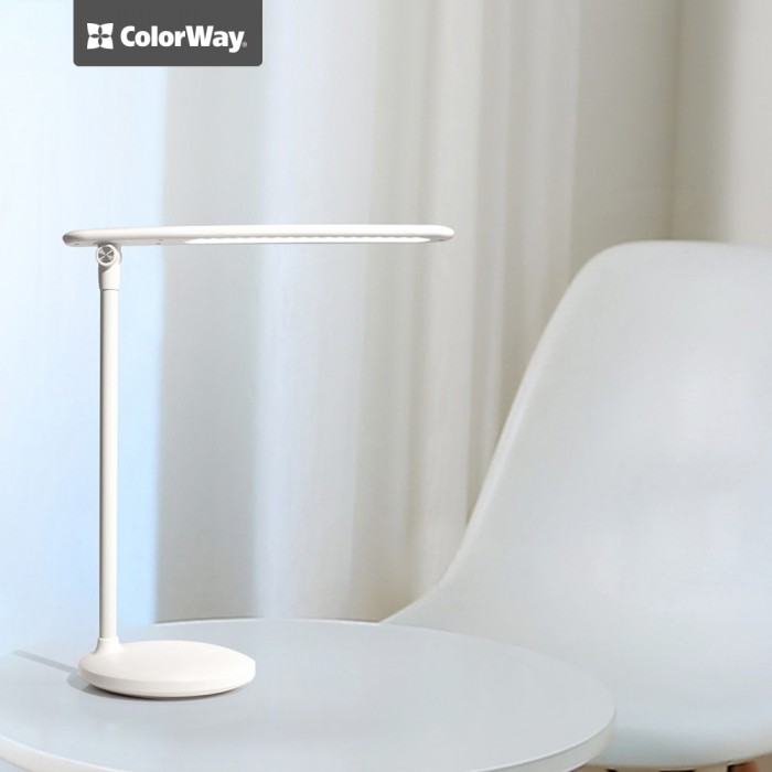 Лампа настільна ColorWay, White, із вбудованим акумулятором, USB (CW-DL02B-W)