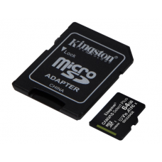Карта пам'яті microSDXC, 64Gb, Class10 UHS-1 А1, Kingston R-100MB/s, SD адаптер (SDCS2/64GB)