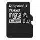 Карта памяти microSDHC, 16Gb, Class10 UHS-1 А1, Kingston R-100MB/s, без адаптера (SDCS2/16GBSP)