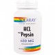 Бетаин HCL и пепсин, HCL with Pepsin, Solaray, 650 мг, 100 вегетарианских капсул