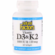 Вітамін D3 та К2, Vitamin D3 & K2, Natural Factors, 60 гелевих капсул