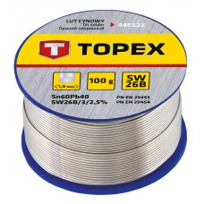 Припой Topex 44E522, диаметр 1 мм, состав Sn 60%, Pb 40%, 100 гр