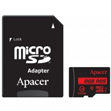 Карта пам'яті microSDHC, 8Gb, Class10, Apacer SD адаптер, AP8GMCSH10U5-R
