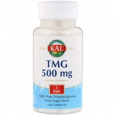 Триметилгліцин, TMG (ТМГ), 500 мг, KAL, 500 mg, 120 таблеток