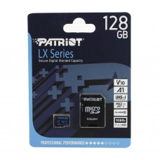 Карта памяти microSDXC, 128Gb, Class10 UHS-1, Patriot LX V10, R90MB/s, SD адаптер, PSF128GLX11MCX