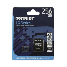 Карта памяти microSDXC, 256Gb, Class10 UHS-1, Patriot LX V10, R90MB/s, SD адаптер, PSF256GLX11MCX