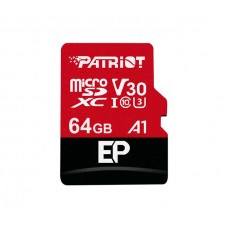 Карта памяти microSDXC, 64Gb, Class10 UHS-I U3, Patriot EP V30, R100MB/s, SD адаптер, PEF64GEP31MCX