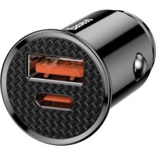 Автомобільний зарядний пристрій Baseus Circular Plastic, Black, 1xUSB, 1х USB Type-С (CCALL-YS01)