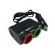 Автомобільний розгалужувач Olesson на 2 гнізда + 1 х USB, 500 mA, з кабелем, Black (Ol-1631)