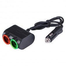 Автомобільний розгалужувач Olesson на 2 гнізда + 1 х USB, 500 mA, з кабелем, Black (Ol-1631)