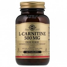 L - Карнітин, L-Carnitine, Solgar, 500 мг, 60 таблеток