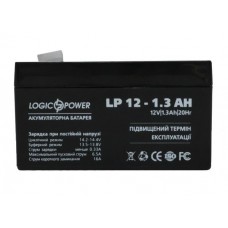 Батарея для ИБП 12В 1,3Ач LogicPower LPM12-1.3AH, Black Case, 12V 1.3Ah, 97х43х58 мм