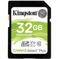 Карта пам'яті SDHC, 32Gb, Class10 UHS-I U1 V10, Kingston Canvas Select Plus (SDS2/32GB)