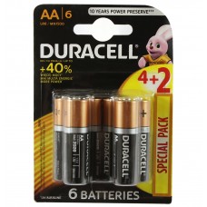 Батарейка AA (LR6), щелочная, Duracell Duralock Basic, 6 шт, 1.5V,  (Duracell MN1500 BL6)